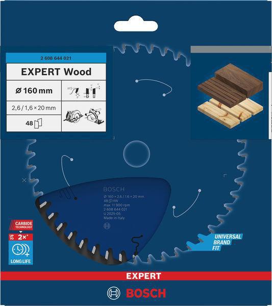 Bosch Kreissägeblatt Expert Wood AD 160 mm Z.24 WZ – Hartmetall-Sägeblatt für Akkusägen