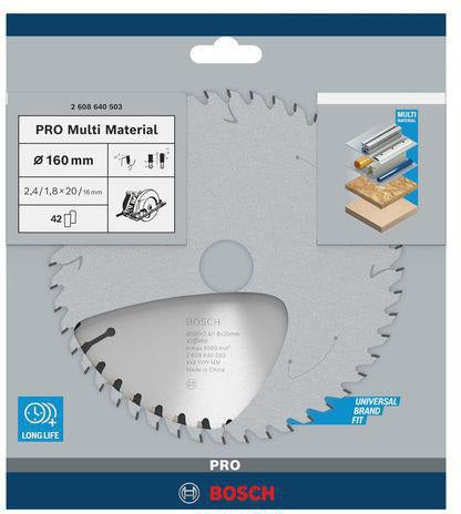 BOSCH Kreissägeblatt Multi Material 160 mm 42 Zähne HLTCG für Holz, Aluminium und Kunststoff