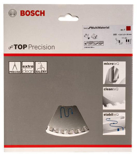BOSCH Kreissägeblatt Top Precision Best for Multi Material 165 mm Z48 HLTCG für Tauch- und Handkreissägen