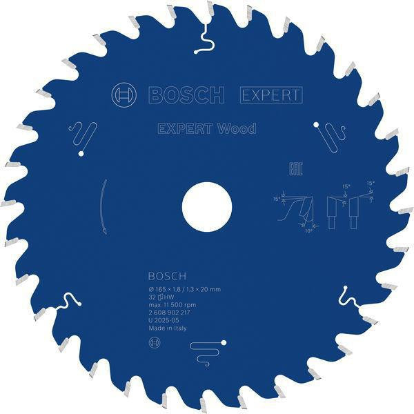Bosch Kreissägeblatt EXPERT Wood AD 165 mm Z.32 WZ für präzise Holzschnitte
