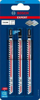 BOSCH Stichsägeblatt Fiber Plaster T 341 HM, 132 mm, Zahnteilung 4,3 mm, 3 Stück pro Karte