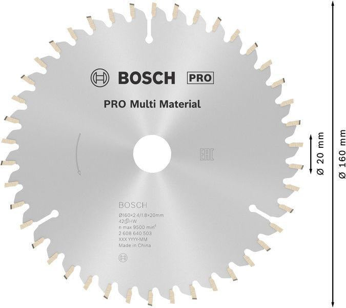BOSCH Kreissägeblatt Multi Material 160 mm 42 Zähne HLTCG für Holz, Aluminium und Kunststoff