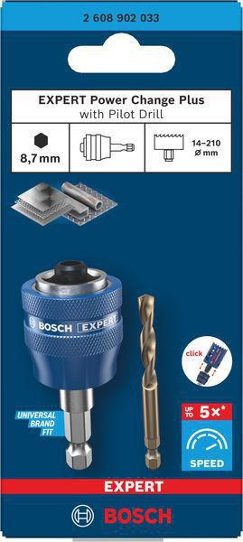 BOSCH Adapter EXPERT Power-Change Plus Hex 8,7 mm (3/8) ohne Bohrer – Schnellwechsel für Lochsägen