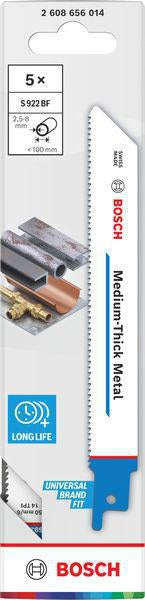 Bosch Säbelsägeblatt S 1122 EF, 225 mm, Bi-Metall, 5 Stück, für Metall und Rohre