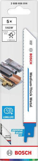 Bosch Säbelsägeblatt S 1122 EF, 225 mm, Bi-Metall, 5 Stück, für Metall und Rohre