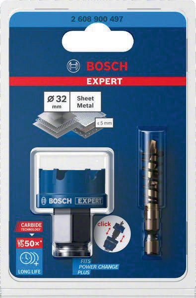 Bosch Lochsäge Expert Sheet Metal 20 mm – Carbide-Zähne für Edelstahl & härtesten Stahl, Power Change Plus