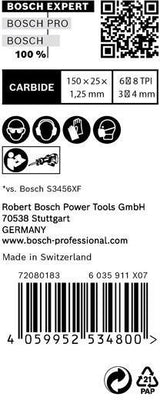 Bosch Säbelsägeblatt Expert Multimaterial 150 mm, TPI 6-8, S-Schaft