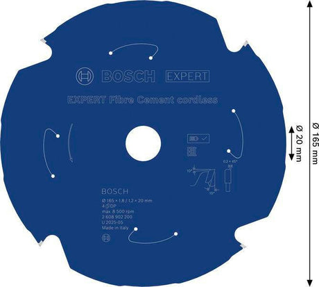 Bosch EXPERT Fiber Cement Kreissägeblatt 165 mm, 4 Zähne, TCG, für Zementfaserplatten