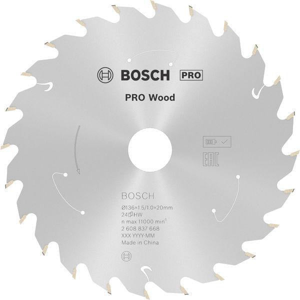 BOSCH Kreissägeblatt PRO Wood cordless 136 mm Z24 WZ für Akku-Handkreissägen