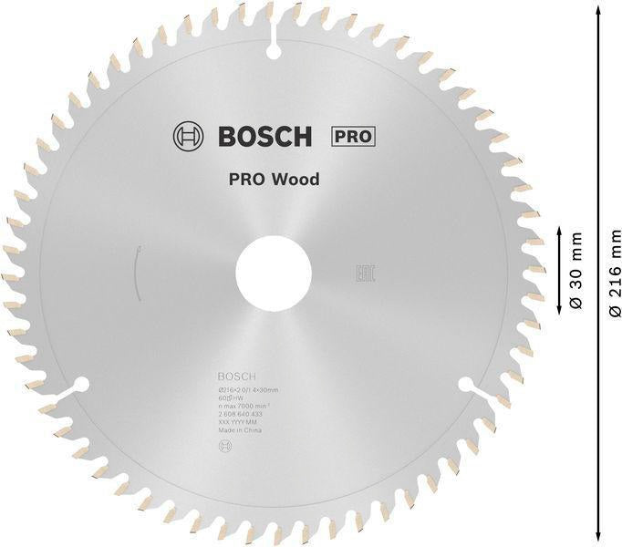 BOSCH Kreissägeblatt PRO Wood AD 216 mm Z48 WZ/N für Kapp- und Gehrungssägen