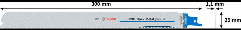 Bosch Säbelsägeblatt PRO Thick Metal precise S1237HBF 300 mm 5 Stück für Metallrohre und -profile