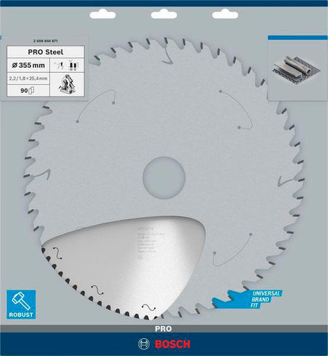 BOSCH Kreissägeblatt PRO Steel HLTCG Ø355 mm Bohrung 25,4 mm Z90 für Metall-Gehrungssägen