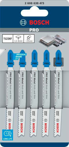 BOSCH Stichsägeblatt T 118 G HSS 5er-Pack für Metall und Buntmetall