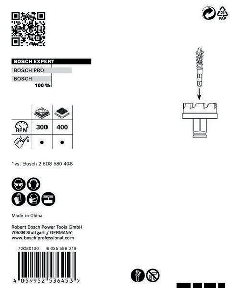 Bosch Lochsäge Expert Sheet Metal 20 mm – Carbide-Zähne für Edelstahl & härtesten Stahl, Power Change Plus