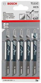 BOSCH Stichsägeblatt T 111 C HCS 100 mm 5 Stück für Holz und Kunststoff