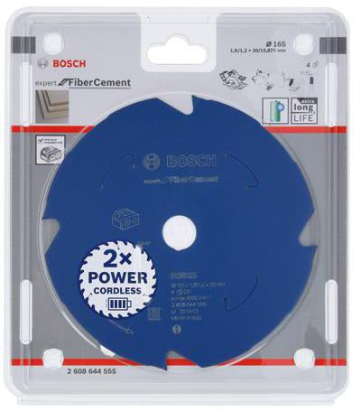 BOSCH Kreissägeblatt Expert for Fibre Cement 165 mm Z4 TCG – Für Zementfaserplatten