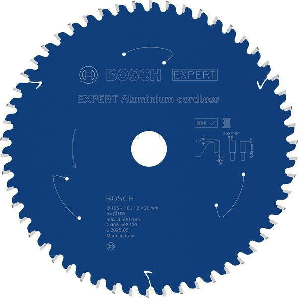 BOSCH Kreissägeblatt EXPERT Aluminum AD 165 mm Z.54 HLTCG – Extraschmale Schnittfuge