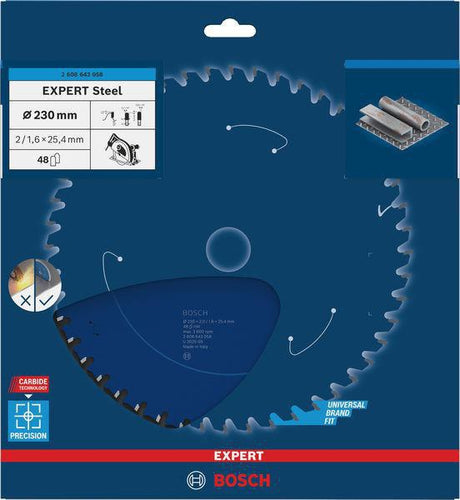 Bosch Kreissägeblatt Expert for Steel 230 mm, 48 Zähne, für Edelstahl, 25,4 mm Bohrung