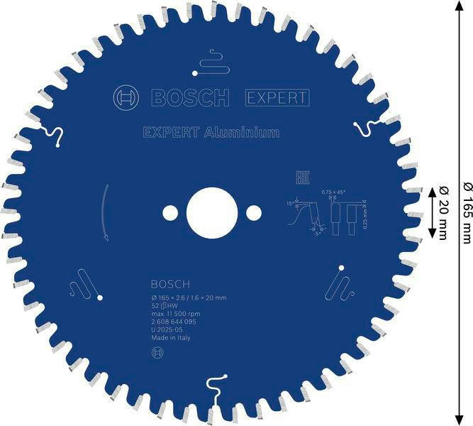 BOSCH Kreissägeblatt EXPERT for Alu.AD 160 mm Z.52 HLTCG für saubere Aluminium-Schnitte