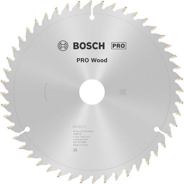 BOSCH Kreissägeblatt PRO Wood AD 216 mm Z48 WZ/N für Kapp- und Gehrungssägen