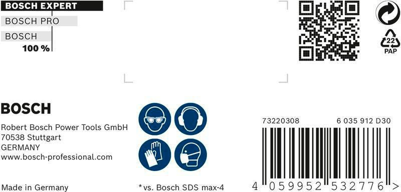 Bosch Hammerbohrer Expert SDS max-8X Ø12 mm, Arbeitslänge 200 mm, Gesamtlänge 340 mm