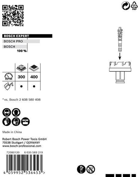 Bosch Lochsäge Expert Sheet Metal 20 mm – Carbide-Zähne für Edelstahl & härtesten Stahl, Power Change Plus