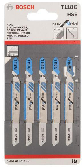 BOSCH Stichsägeblatt T 118 G HSS 5er-Pack für Metall und Buntmetall