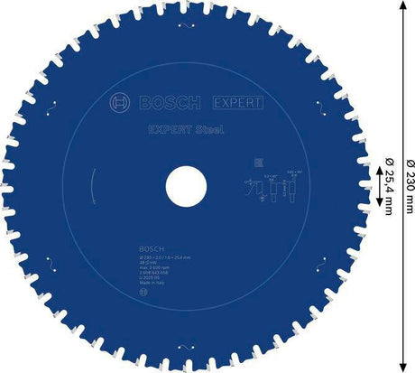 Bosch Kreissägeblatt Expert for Steel 230 mm, 48 Zähne, für Edelstahl, 25,4 mm Bohrung