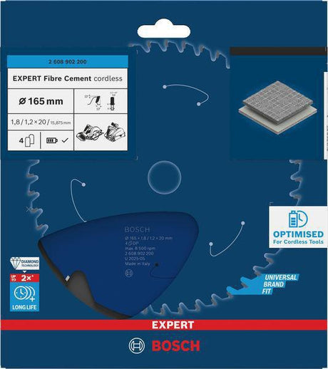 Bosch EXPERT Fiber Cement Kreissägeblatt 165 mm, 4 Zähne, TCG, für Zementfaserplatten