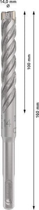 Bosch Hammerbohrer PRO SDS plus-5X, Ø 10,0 mm, Arbeitslänge 100 mm, SDS plus, Vierschneider für Stahlbeton