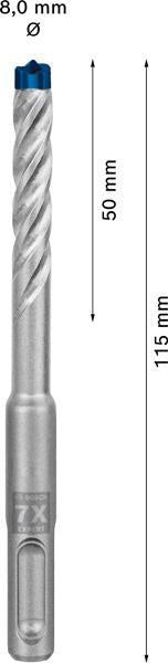 BOSCH Hammerbohrer Expert SDS-7X Ø18 mm, Arbeitslänge 200 mm, SDS-plus