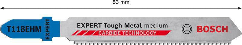 BOSCH Stichsägeblatt Stainless Steel T 118 EHM Carbide 83 mm für Edelstahlblech