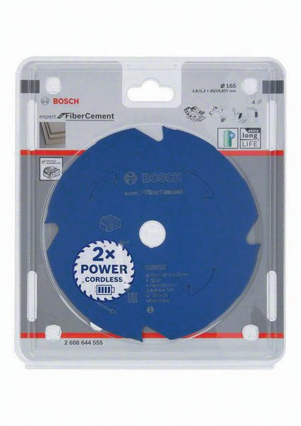 BOSCH Kreissägeblatt Expert for Fibre Cement 165 mm Z4 TCG – Für Zementfaserplatten