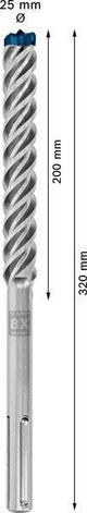 Bosch Hammerbohrer Expert SDS max-8X Ø12 mm, Arbeitslänge 200 mm, Gesamtlänge 340 mm