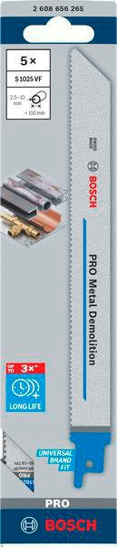 Bosch Säbelsägeblatt S 1122 EF, 225 mm, Bi-Metall, 5 Stück, für Metall und Rohre