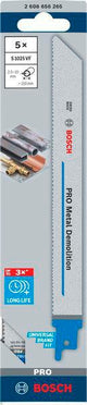 Bosch Säbelsägeblatt S 1122 EF, 225 mm, Bi-Metall, 5 Stück, für Metall und Rohre