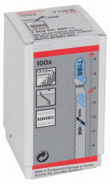 BOSCH Stichsägeblatt T 118 B HSS für Metall, 100 Stück, Zahnteilung 1,9-2,3 mm