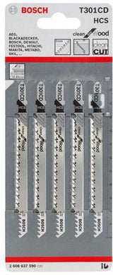 BOSCH Stichsägeblatt T 111 C HCS 100 mm 5 Stück für Holz und Kunststoff