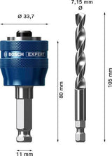 Bosch EXPERT Power Change Plus Adapter Hex 11 mit HSS-G-Bohrer für Lochsägen