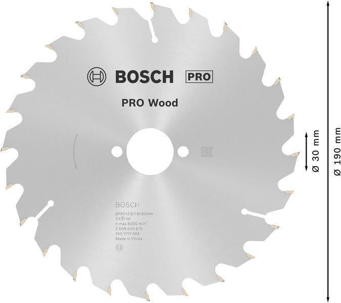 Bosch Kreissägeblatt PRO Wood AD 160 mm Z24 WZ für präzise Holzschnitte