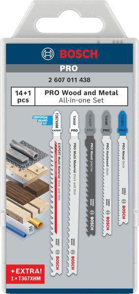 BOSCH Stichsägeblatt-Set JSB Multi-Material 15-teilig für Holz, Metall und Kunststoff