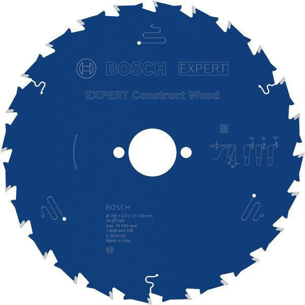 BOSCH Kreissägeblatt Expert for Construct Wood 165 mm, 24 Zähne, WZ, Bohrung 20 mm – für Holz mit Fremdkörpern