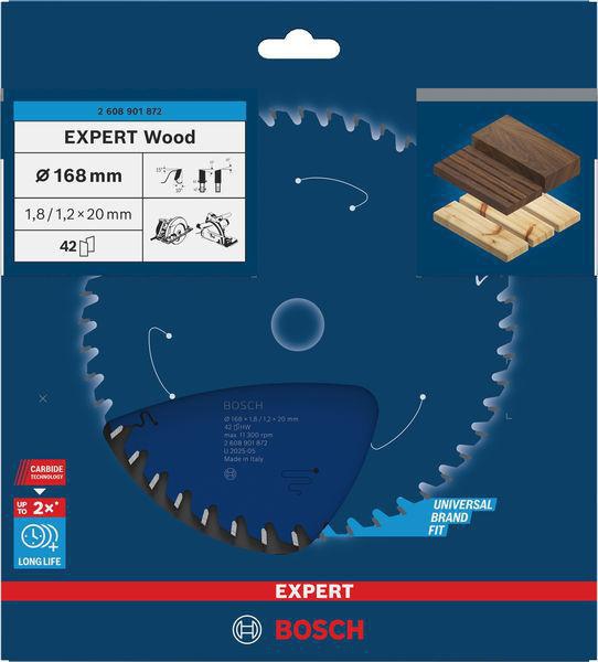 BOSCH Kreissägeblatt EXPERT for Wood AD 168 mm Z.16 WZ – Für saubere Holzschnitte