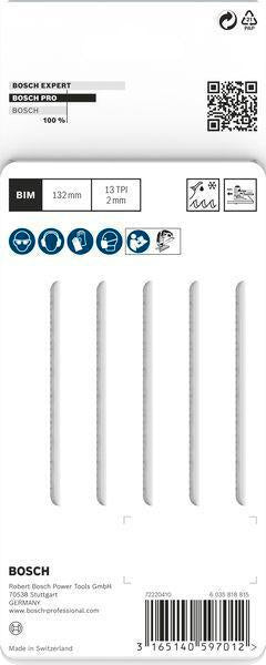 BOSCH Stichsägeblatt T 321 AF für schnelle Metallschnitte, 132 mm, BIM, 5 Stück pro Karte