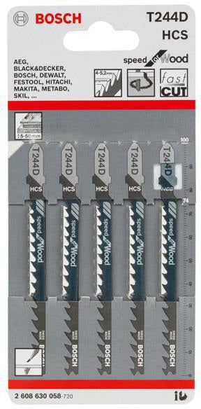 BOSCH Stichsägeblatt T 111 C HCS 100 mm 5 Stück für Holz und Kunststoff