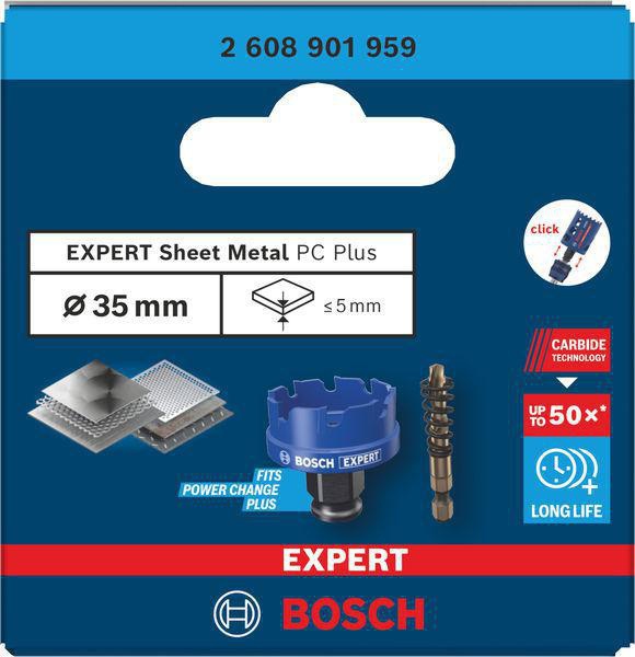 BOSCH Lochsäge EXPERT Sheet Metal D.20mm, Schnitt-T.5mm, Power Change Plus – für Edelstahl und härtesten Stahl