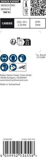 Bosch Säbelsägeblatt Expert Thick Tough Metal S955CHC, 150 mm, TPI 8, für dickes zähes Metall