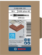 Bosch Flachmeißel SDS-plus 250 mm, 20 mm Schneide, 10er Pack – Für Renovierung & Restaurierung