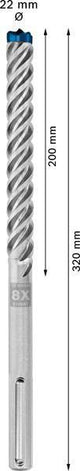 Bosch Hammerbohrer Expert SDS max-8X Ø12 mm, Arbeitslänge 200 mm, Gesamtlänge 340 mm