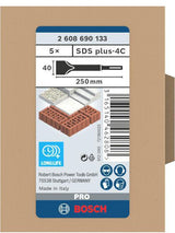 BOSCH SDS-plus Spatmeißel 250 mm, 40 mm Schneidenbreite, 5er Pack – für Renovierung und Restaurierung